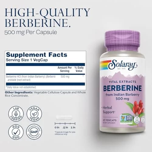 SOLARAY Berberine Extract 500 mg | Herbal Support for Active Lifestyle (70-120 chars) thumbnail 2