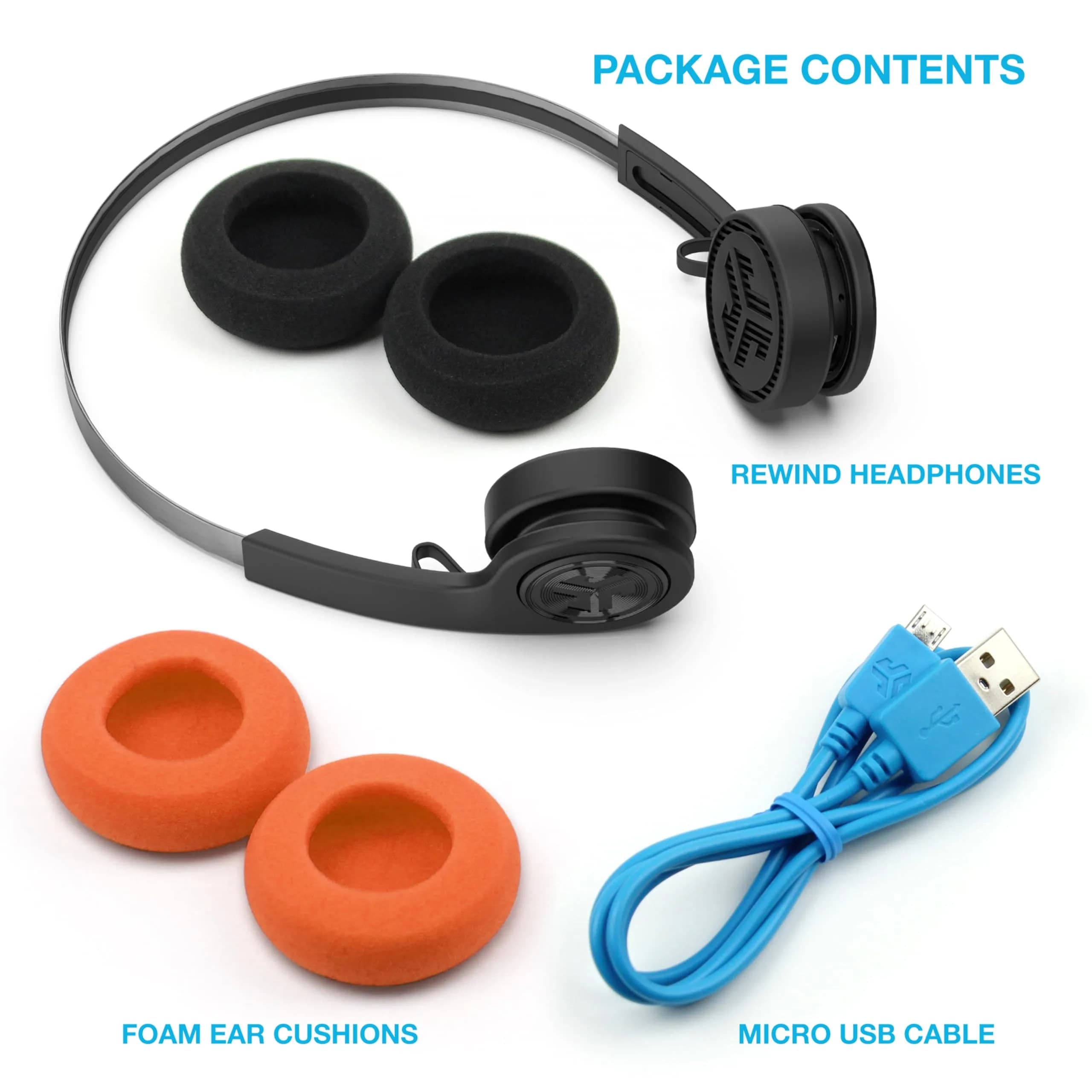 JLab Rewind Wireless Retro Headphones - Vibrant Blue | 14-Hour Battery, Bluetooth 4.2, EQ3 Sound - view 4