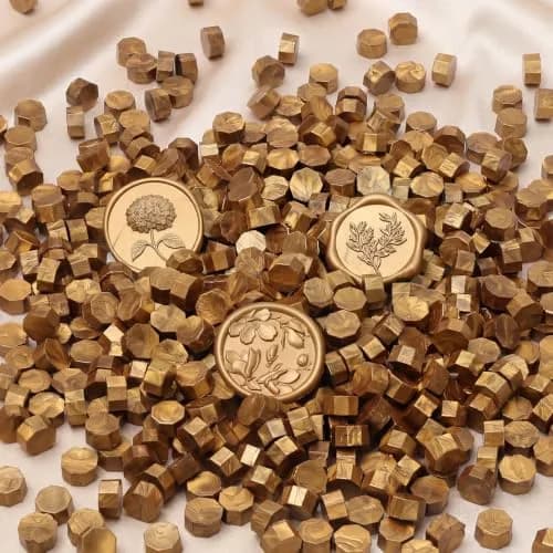 UNIQOOO Metallic Antique Gold Sealing Wax Beads 540 Pcs | Bulk Value Pack for Crafts & Invitations thumbnail 1