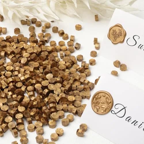 UNIQOOO Metallic Antique Gold Sealing Wax Beads 540 Pcs | Bulk Value Pack for Crafts & Invitations thumbnail 3