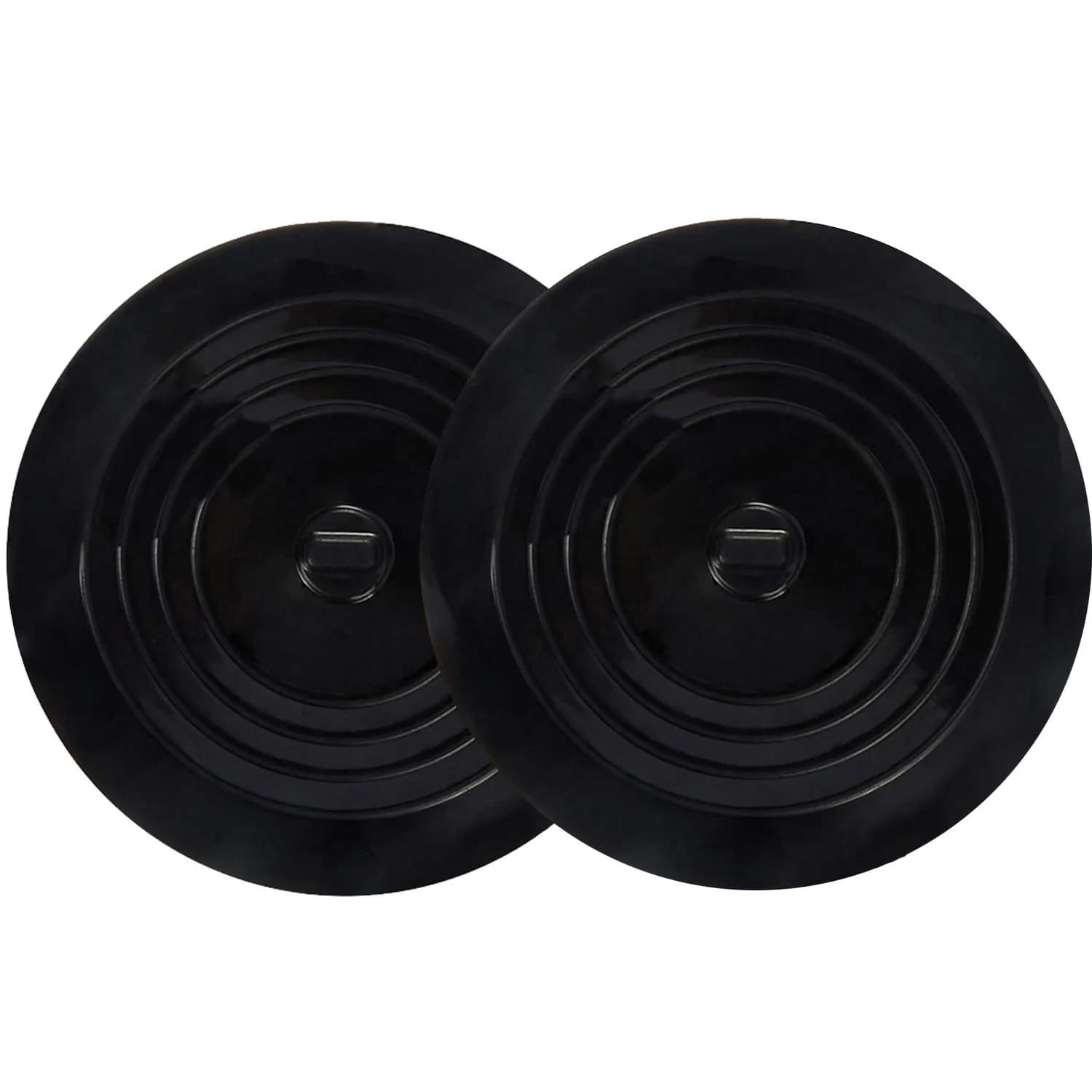 V-TOP Tub Stopper 2 Pack, 6 inch Blue Transparent Silicone Drain Plug | Universal Fit for Kitchen, Bath, Laundry — 6" Black