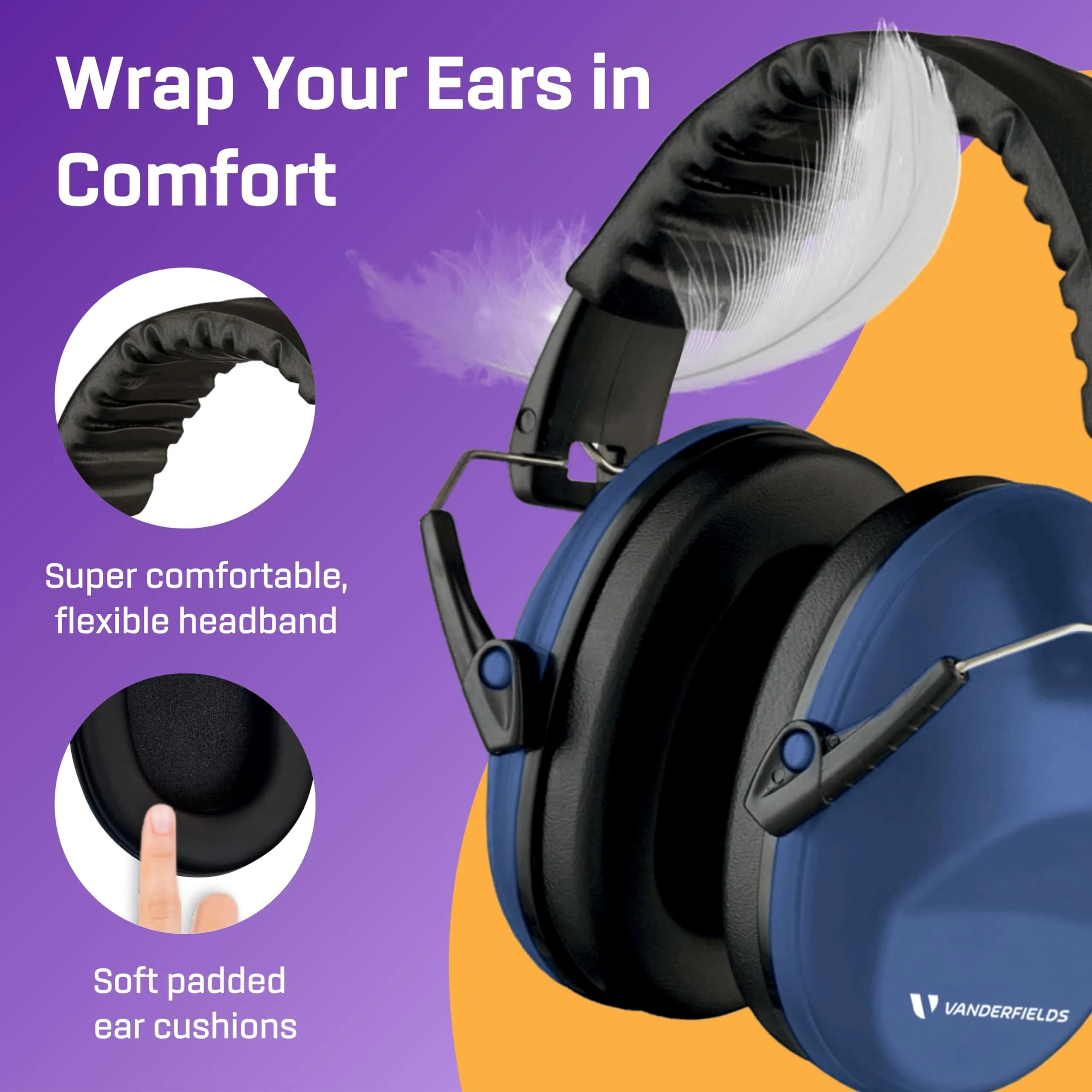 Vanderfields Kids Noise Canceling Headphones - 26 dB NRR (240g) | Marine Blue - view 4