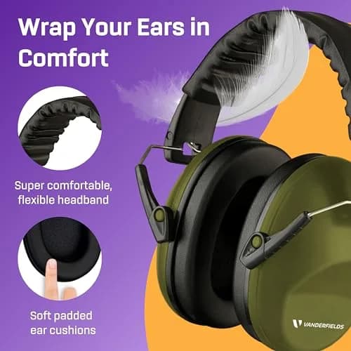 Vanderfields Kids Noise Canceling Headphones - 31 dB (2K Hz) - Ear Protection Earmuffs | Green, Adjustable Comfort thumbnail 4