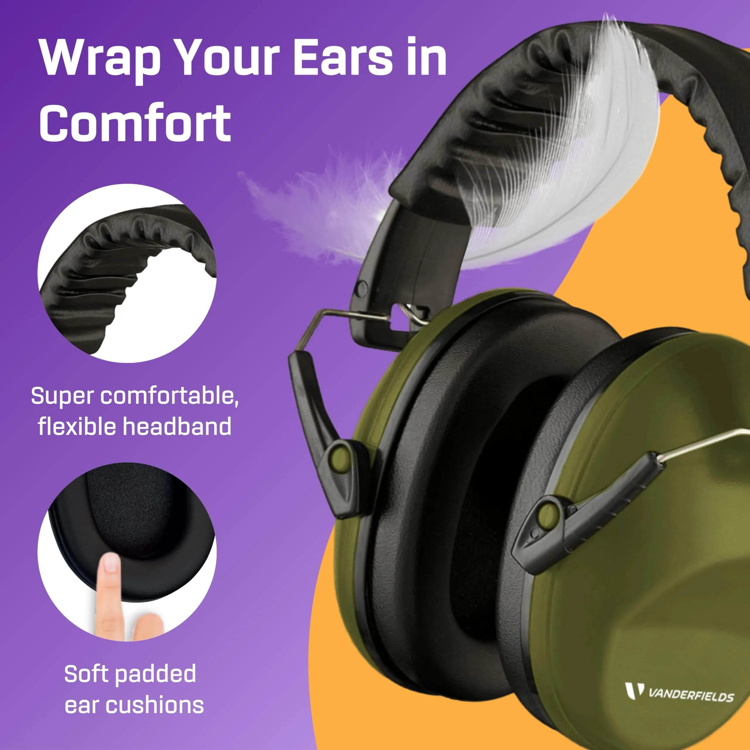 Vanderfields Kids Noise Canceling Headphones - 31 dB (2K Hz) - Ear Protection Earmuffs | Green, Adjustable Comfort - view 4