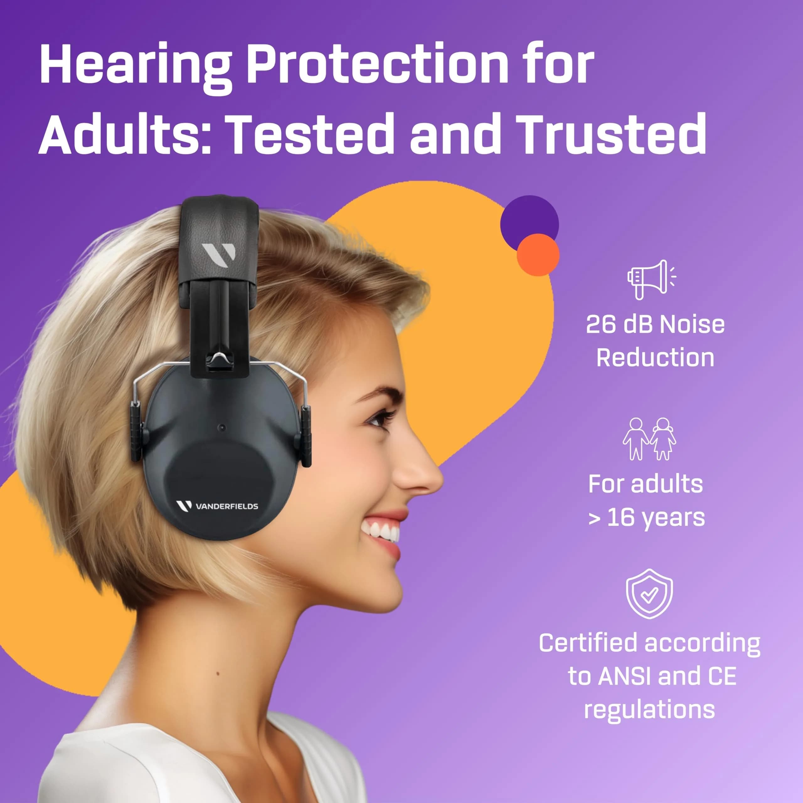 Vanderfields Kids Noise Canceling Headphones - 26 dB NRR (240g) | Certified Sound Reduction for Children - view 2