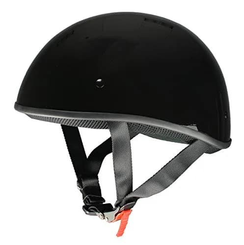 Milwaukee Helmets MPH9711DOT Dot Approved 'Bare Bones' Glossy Black Half Motorcycle Helmet for Men and Women - Small thumbnail 1