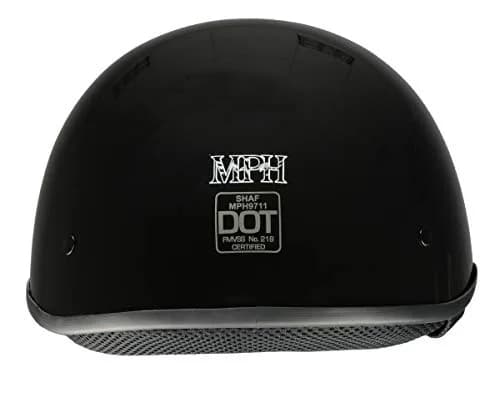 Milwaukee Helmets MPH9711DOT Dot Approved 'Bare Bones' Glossy Black Half Motorcycle Helmet for Men and Women - Small thumbnail 4