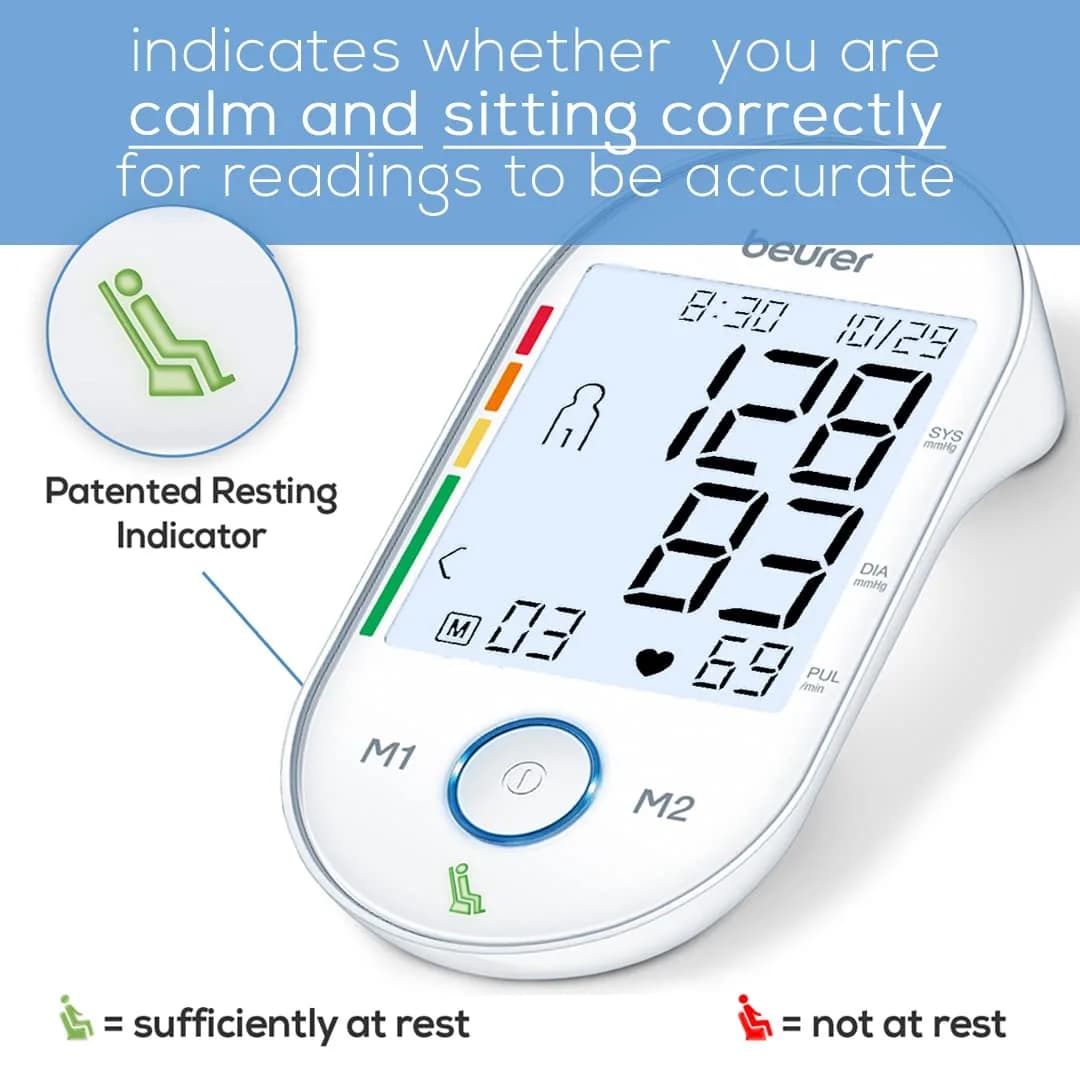 Beurer BM55 Automatic Blood Pressure Monitor | XL Backlit Display, 2 Users, 120 Memories, WHO Risk Indicator - view 3