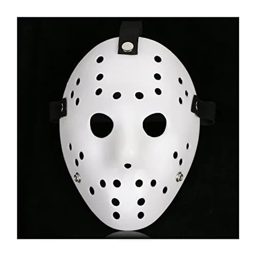 CASA CLAUSI Hockey Mask Horror Halloween Costume Prop White | Lightweight, Adjustable, Breathable thumbnail 1