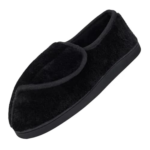 Git-up Women Diabetic Slippers Black 8 D(M) US | Memory Foam, Closed Toe, Rubber Sole thumbnail 1