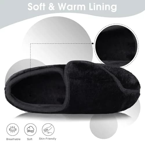 Git-up Women Diabetic Slippers Black 8 D(M) US | Memory Foam, Closed Toe, Rubber Sole thumbnail 4