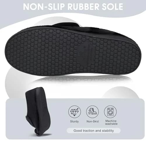 Git-up Women Diabetic Slippers Black 8 D(M) US | Memory Foam, Closed Toe, Rubber Sole thumbnail 7