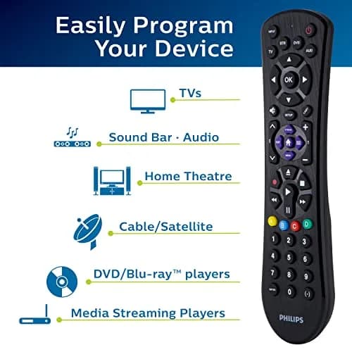 Philips Universal Remote Control for Samsung, Vizio, LG, Sony, Sharp, Roku | 4 Device Control thumbnail 2