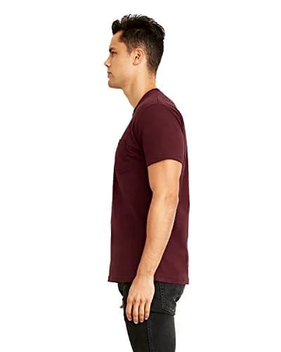 Next Level Unisex Pocket Crew S MAROON | 4.3 oz Cotton, Regular Fit, Crew Neck, Short Sleeve thumbnail 2