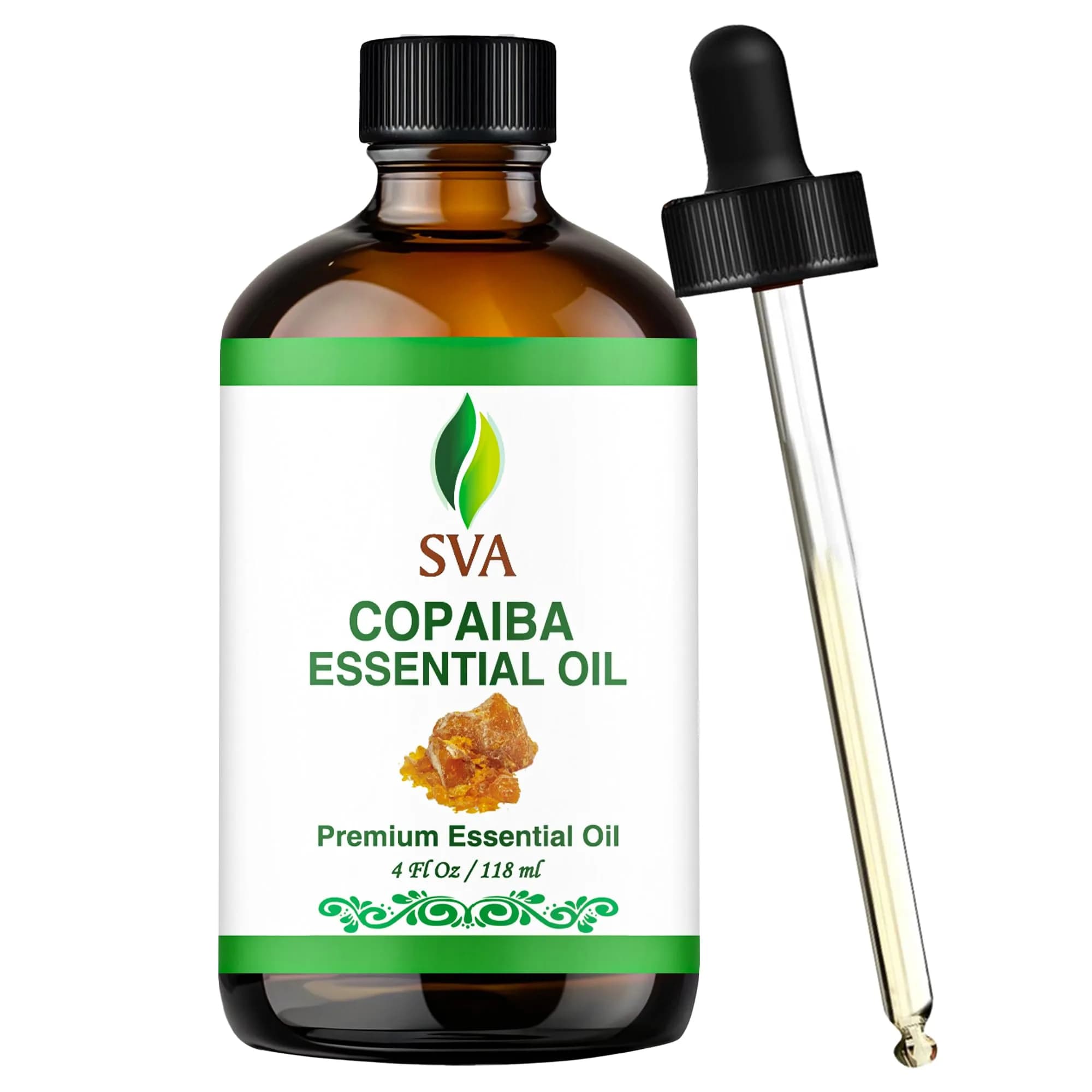 SVA ORGANICS Copaiba Essential Oil 118 ml (4 Fl Oz) | Steam Distilled, Natural Aroma for Diffuser, Skin & Hair Care - main product image
