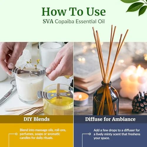 SVA ORGANICS Copaiba Essential Oil 118 ml (4 Fl Oz) | Steam Distilled, Natural Aroma for Diffuser, Skin & Hair Care thumbnail 6