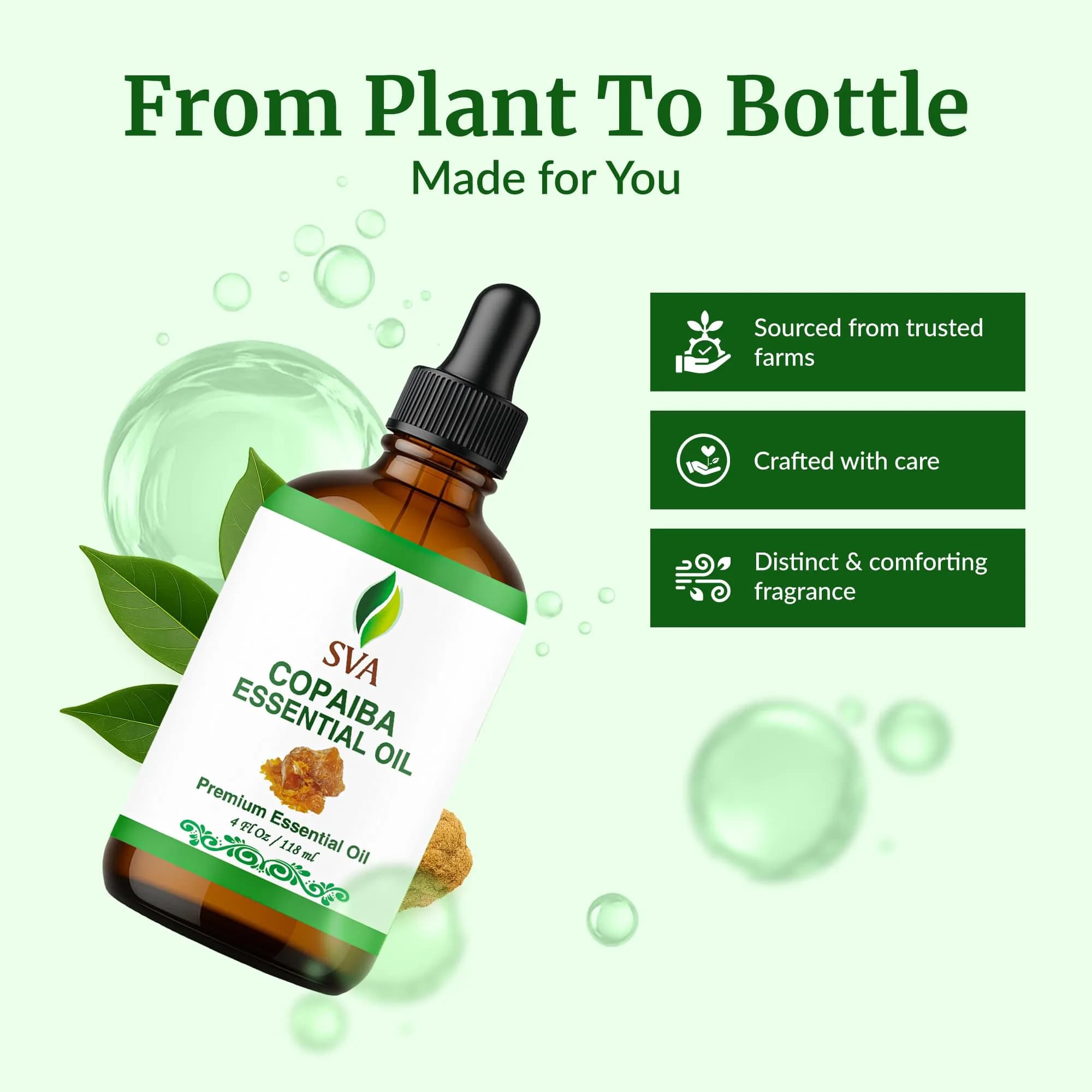 SVA ORGANICS Copaiba Essential Oil 118 ml (4 Fl Oz) | Steam Distilled, Natural Aroma for Diffuser, Skin & Hair Care - view 4