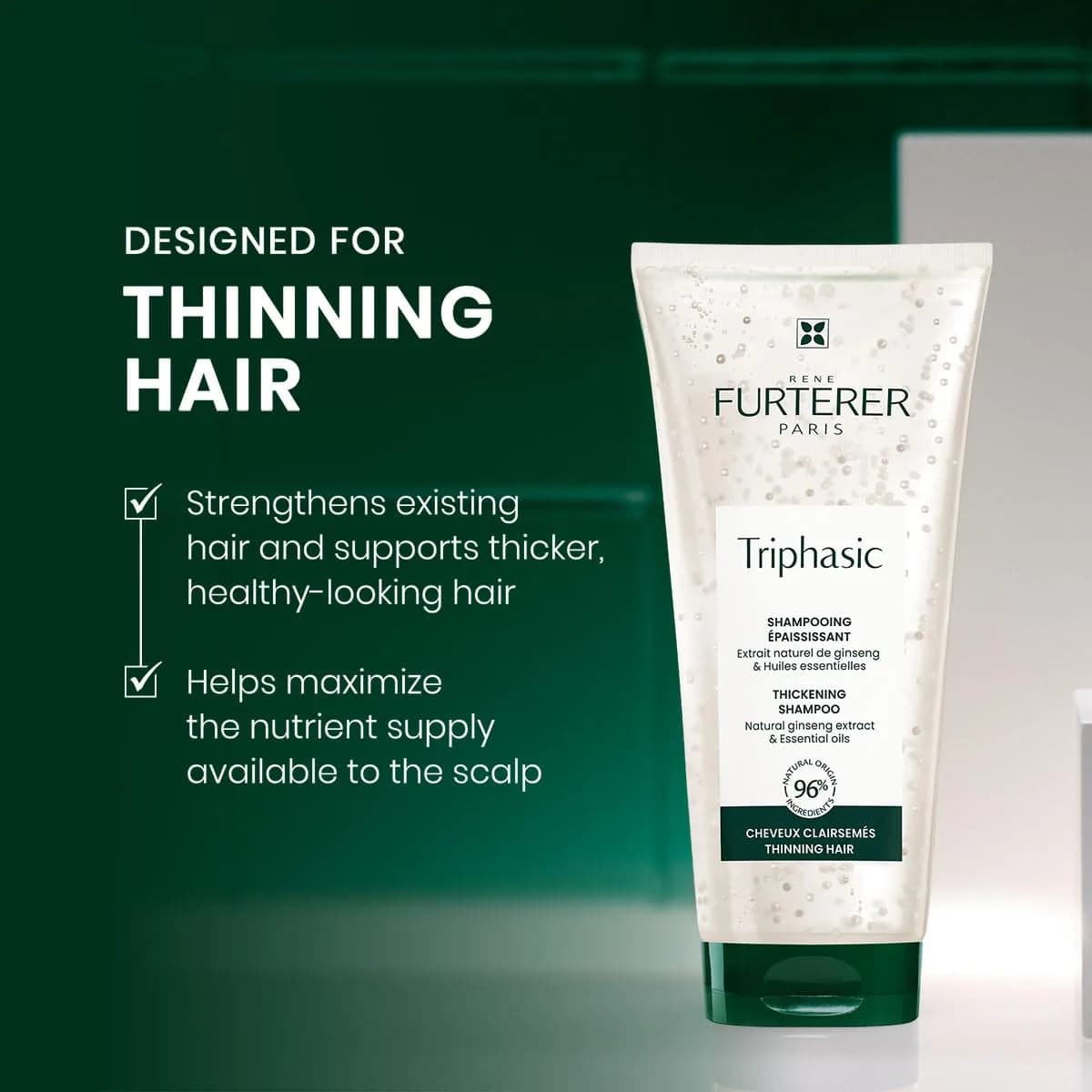 René Furterer Triphasic Hair Loss Shampoo for Thinning Hair 16.9 oz | Fortifies & Energizes Scalp
