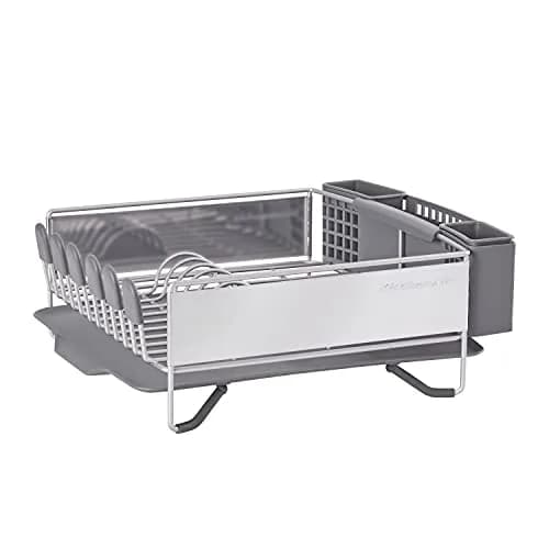 KitchenAid Compact Dish Rack with Removable Flatware Caddy & Self-Draining Board, Satin Gray | Space-Saving Kitchen Organizer thumbnail 1