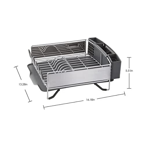 KitchenAid Compact Dish Rack with Removable Flatware Caddy & Self-Draining Board, Satin Gray | Space-Saving Kitchen Organizer thumbnail 6