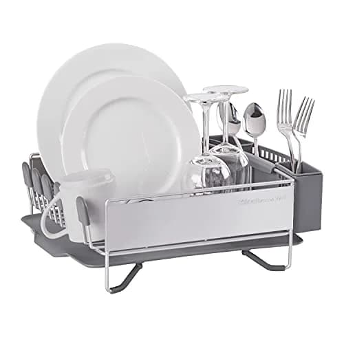 KitchenAid Compact Dish Rack with Removable Flatware Caddy & Self-Draining Board, Satin Gray | Space-Saving Kitchen Organizer thumbnail 2