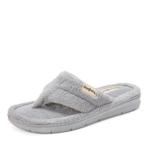 Dearfoams Unisex Melanie Terry Thong Slipper, Sleet, 11-12 US Women | Memory Foam Comfort & Indoor-Outdoor Support thumbnail 1