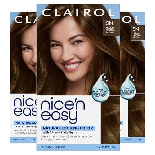 Clairol Nice'n Easy 5N Medium Neutral Brown Permanent Hair Dye 3-Pack | 100% Gray Coverage thumbnail 1