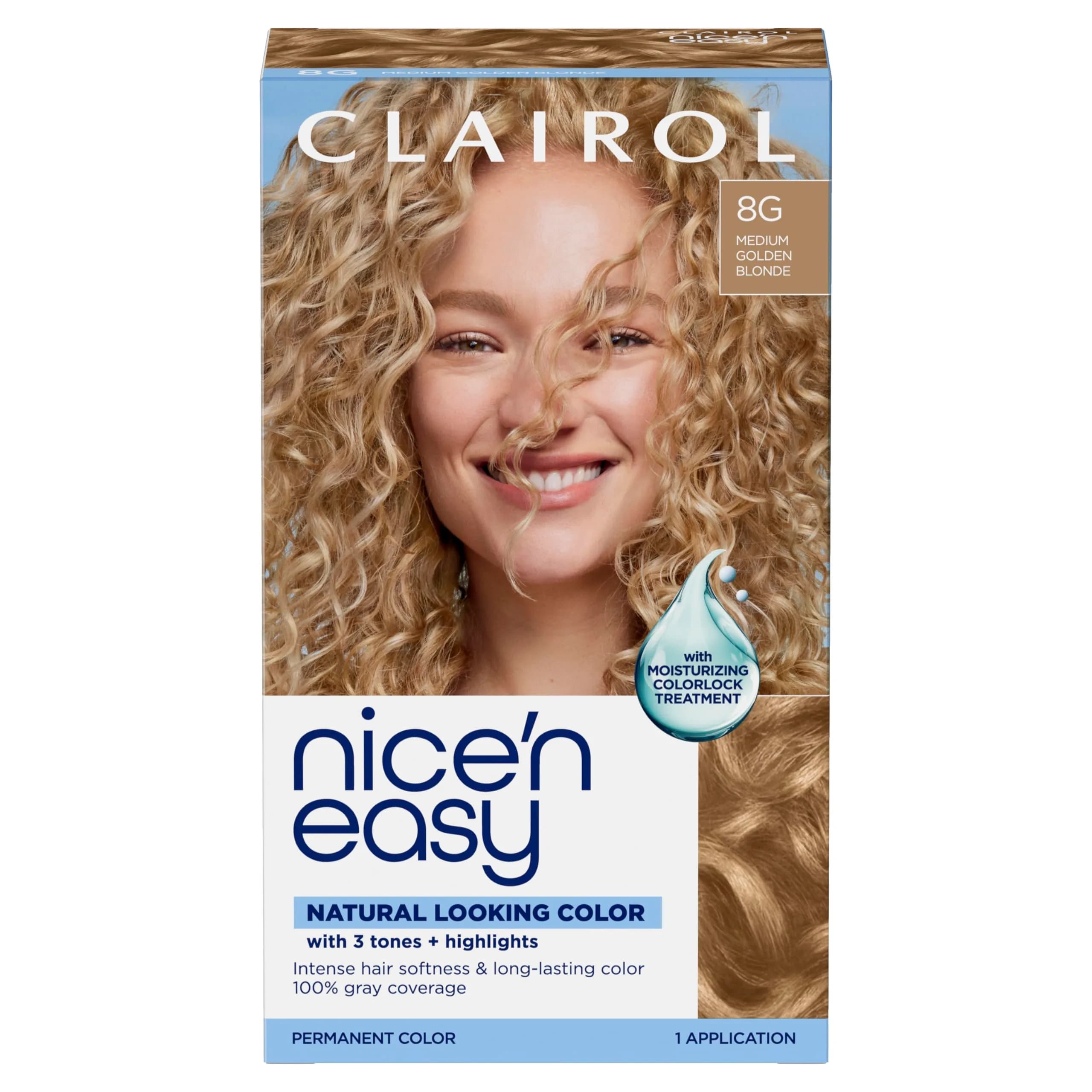 Clairol Nice'n Easy Permanent Hair Dye 8G Medium Golden Blonde, 6.26 Fl Oz Single Pack - main product image
