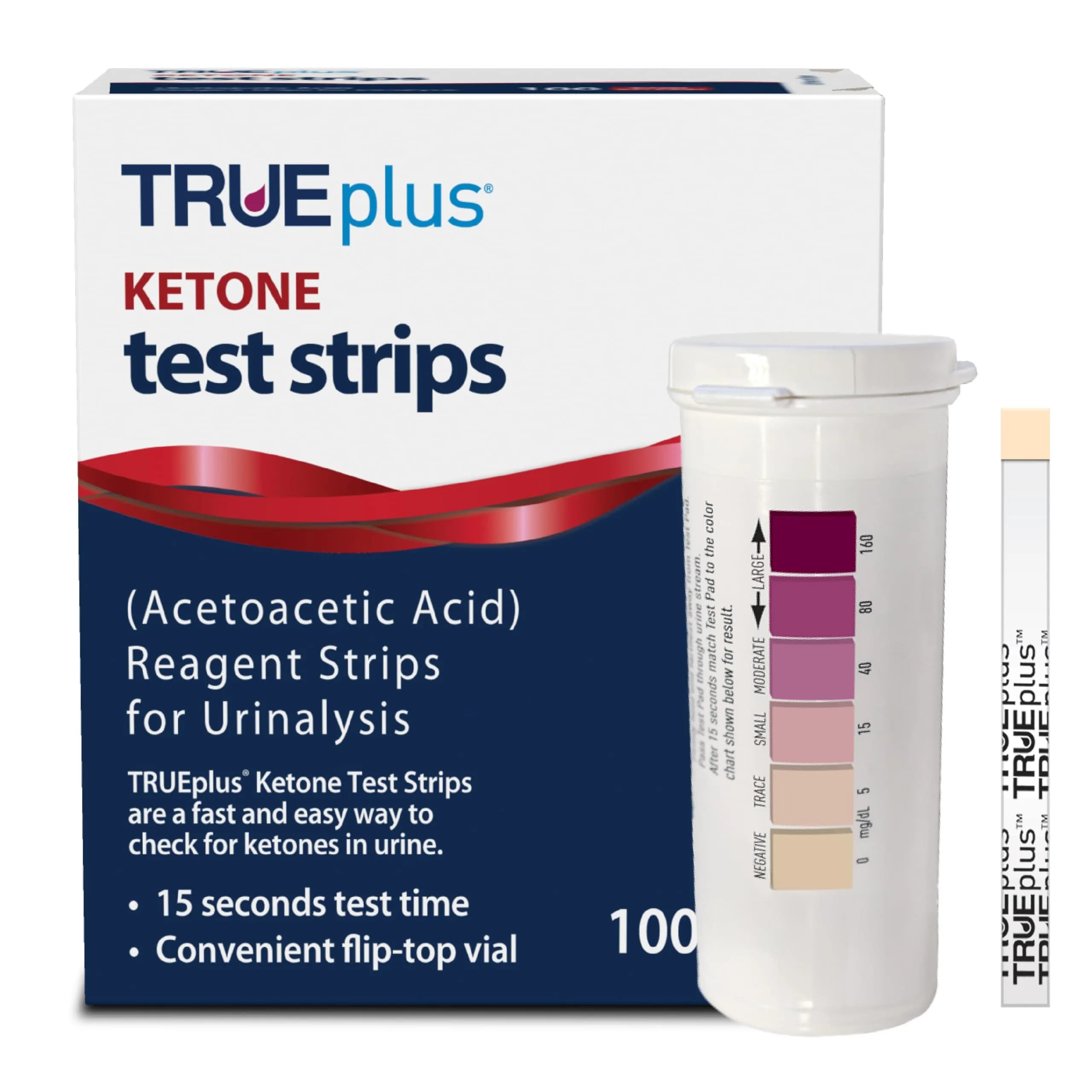 TRUEplus Ketone Test Strips 100 Count | Easy Urinalysis for Ketosis Monitoring