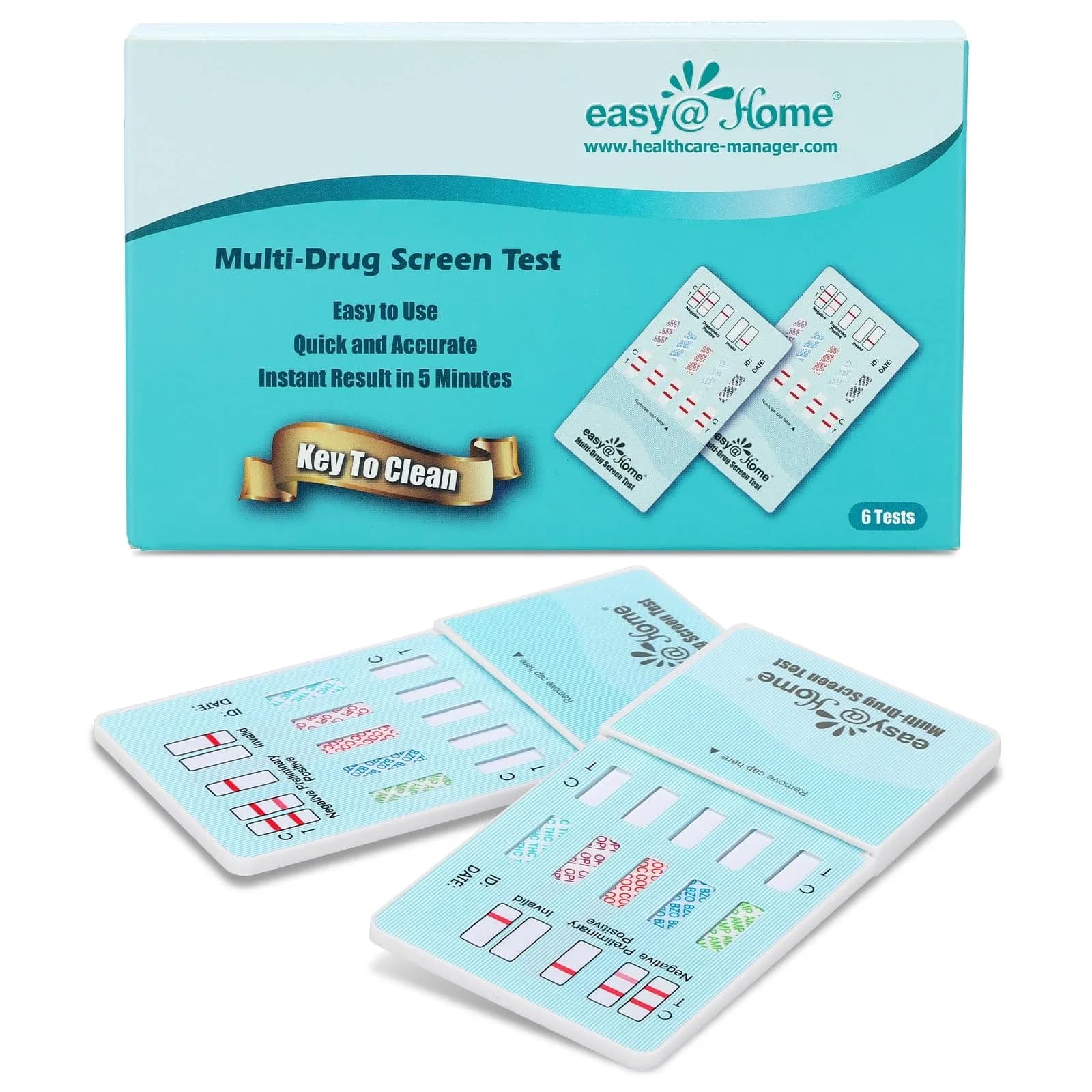 Easy@Home 5 Panel Urine Drug Test Kit | 6 Count (Pack of 1) | Accurate Home Screening - main product image