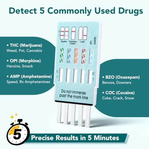 Easy@Home 5 Panel Urine Drug Test Kit | 6 Count (Pack of 1) | Accurate Home Screening thumbnail 2