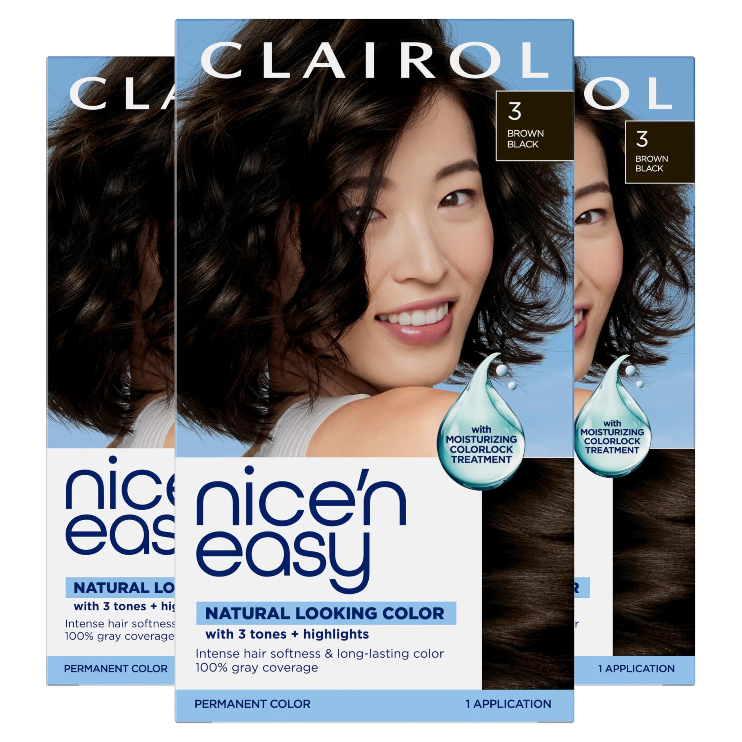 Clairol Nice'n Easy Permanent Hair Dye 3 Brown Black - Pack of 3 - main product image