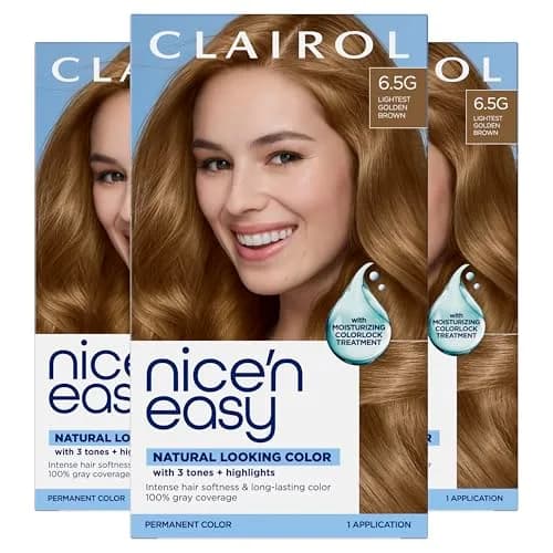 Clairol Nice'n Easy 6.5G Lightest Golden Brown Permanent Hair Dye - 3 Pack thumbnail 1