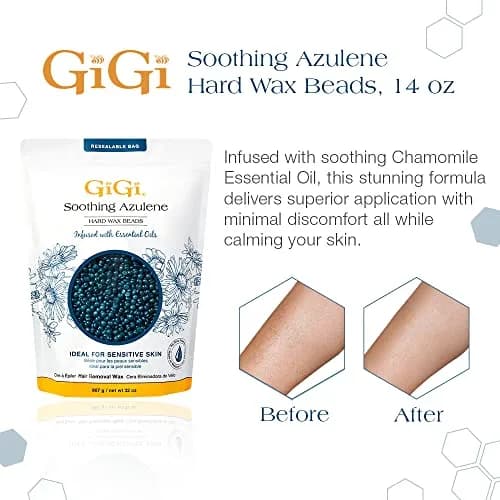 GIGI Azulene Hard Wax Beads for Sensitive Skin, 907g (32 oz) | Gentle Face & Body Hair Removal thumbnail 2