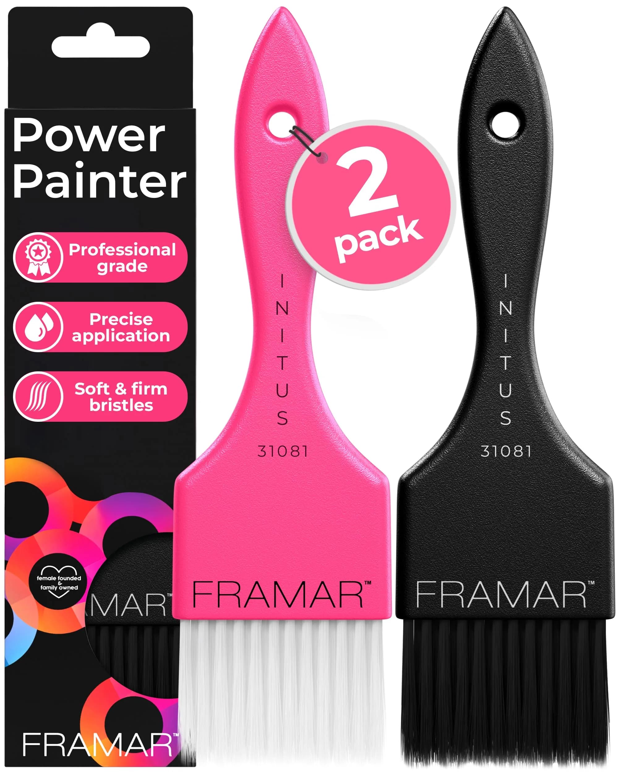Framar Power Painter Hair Dye Brush Set | Balayage, Hair Painting & Color Application Tools (2-Pack)