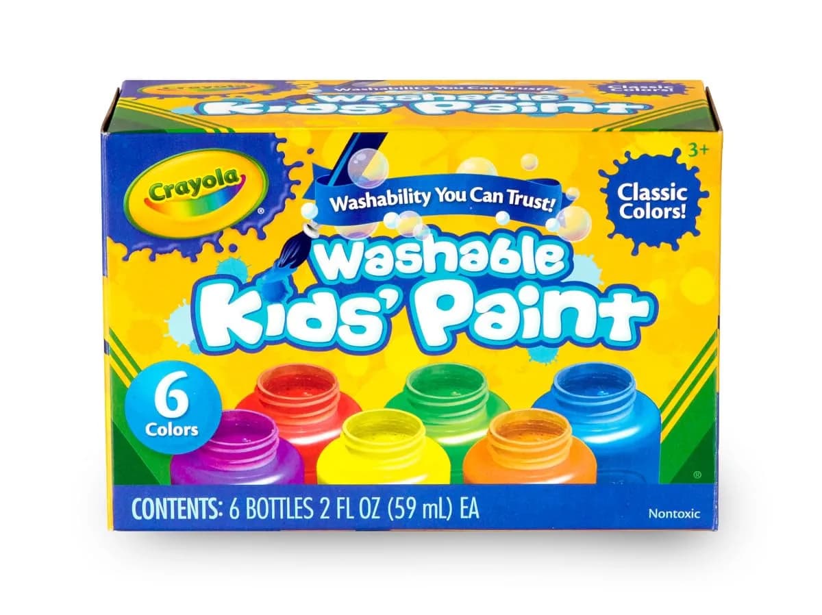 Crayola Washable Kids Paint Set (12 x 2oz Bottles) | Classic & Glitter Colors - view 7