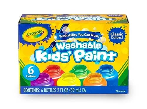 Crayola Washable Kids Paint Set (12 x 2oz Bottles) | Classic & Glitter Colors thumbnail 7