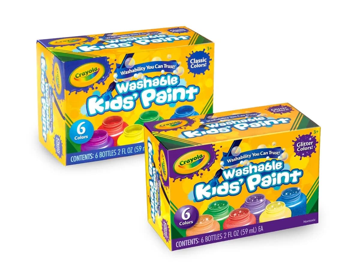 Crayola Washable Kids Paint Set (12 x 2oz Bottles) | Classic & Glitter Colors - view 2
