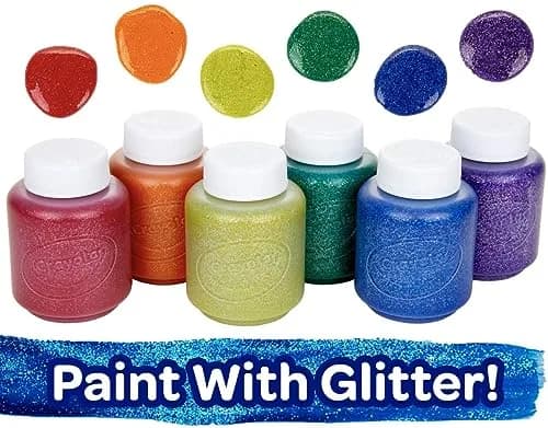 Crayola Washable Kids Paint Set (12 x 2oz Bottles) | Classic & Glitter Colors thumbnail 3