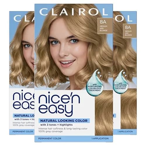 Clairol Nice'n Easy Permanent Hair Dye 8A Medium Ash Blonde | 6.26 Fl Oz (Pack of 3) thumbnail 1