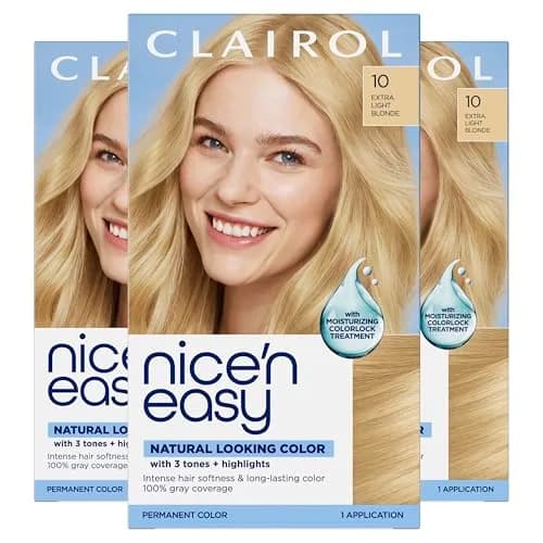 Clairol Nice'n Easy Permanent Hair Dye 10 Extra Light Blonde | 6.26 Fl Oz (Pack of 3) thumbnail 1