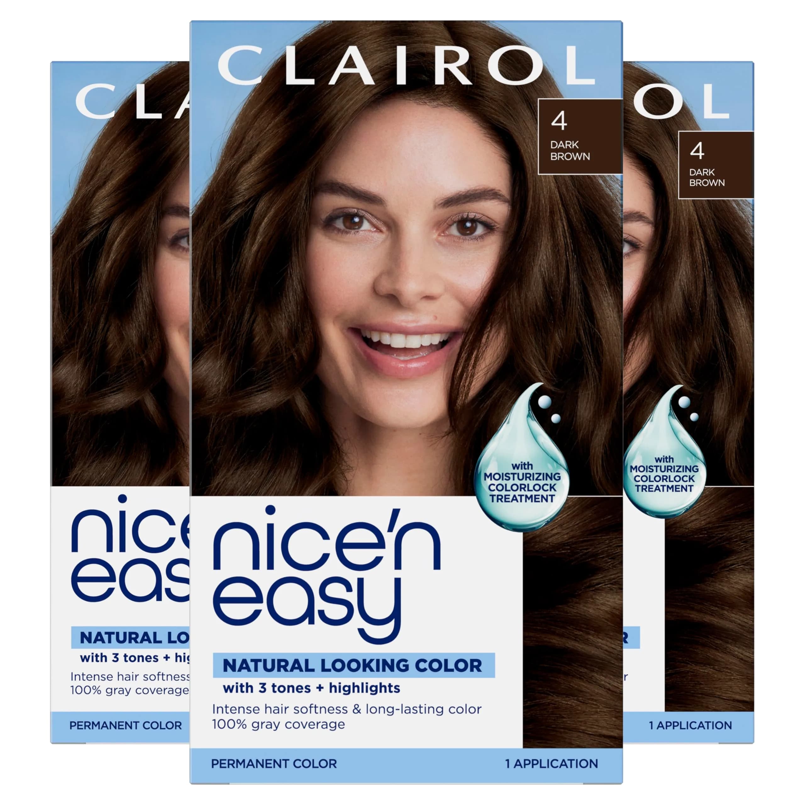 Clairol Nice'n Easy Permanent Hair Dye 4 Dark Brown - 6.26 Fl Oz (Pack of 3) - main product image