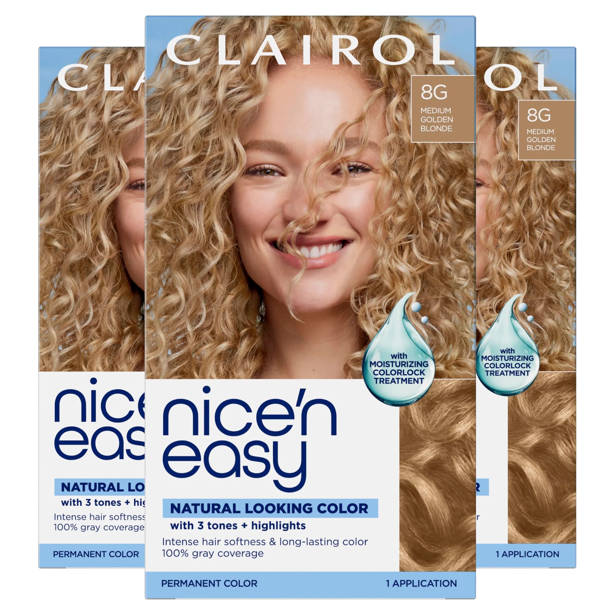 Clairol Nice'n Easy 8G Medium Golden Blonde Permanent Hair Dye - 3 Pack - main product image