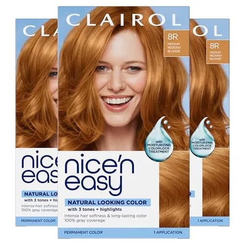 Clairol Nice'n Easy Permanent Hair Dye 8R Medium Reddish Blonde | 6.26 Fl Oz Pack of 3 thumbnail 1