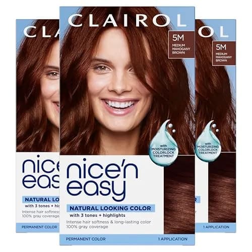 Clairol Nice'n Easy 5M Medium Mahogany Brown Permanent Hair Dye for Rich Colour - 3 Pack thumbnail 1