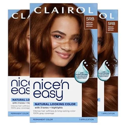 Clairol Nice'n Easy 5RB Medium Reddish Brown Permanent Hair Dye, 6.26 Fl Oz (3 Pack) thumbnail 1