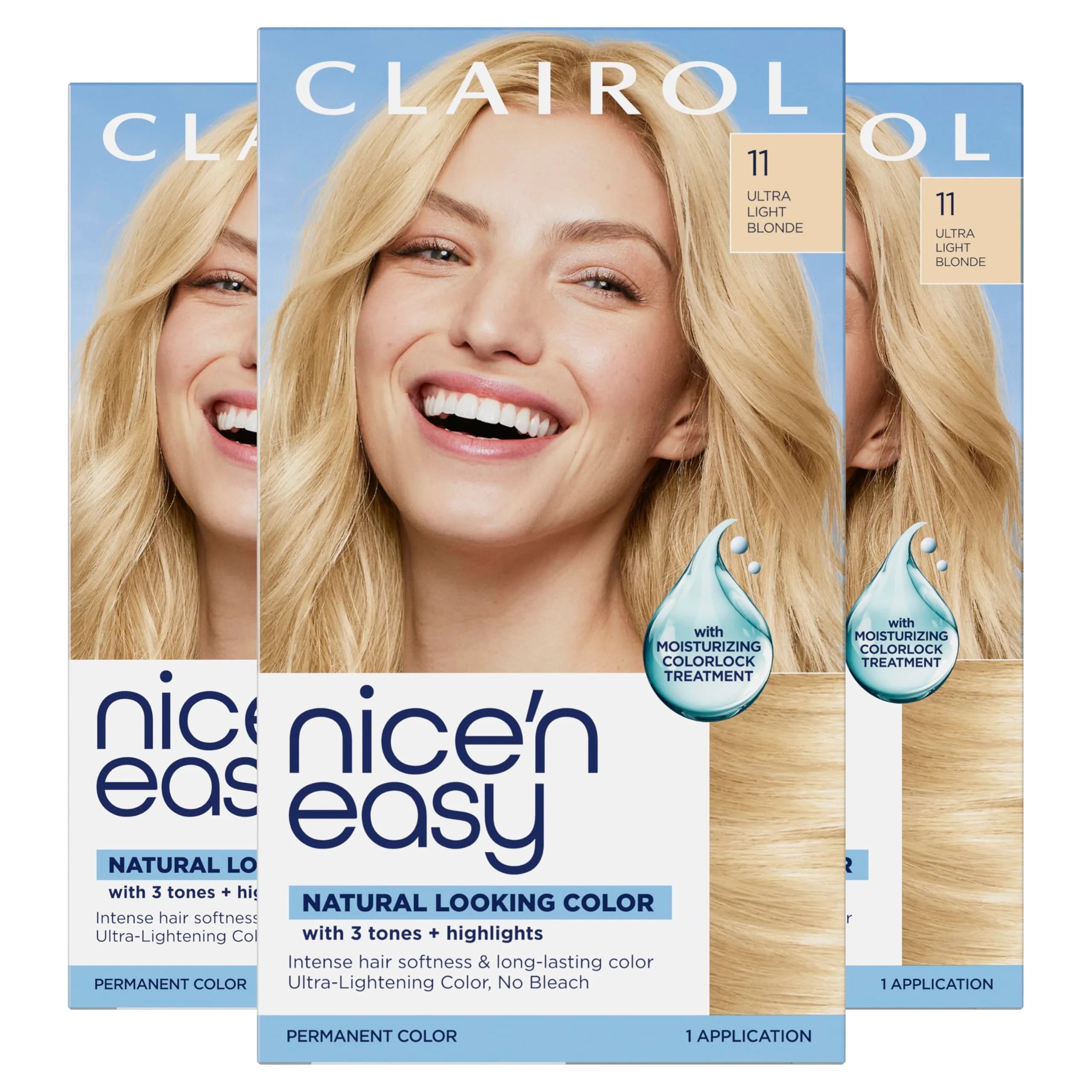 Clairol Nice'n Easy Permanent Hair Dye 11 Ultra Light Blonde | 6.26 Fl Oz (Pack of 3) - main product image