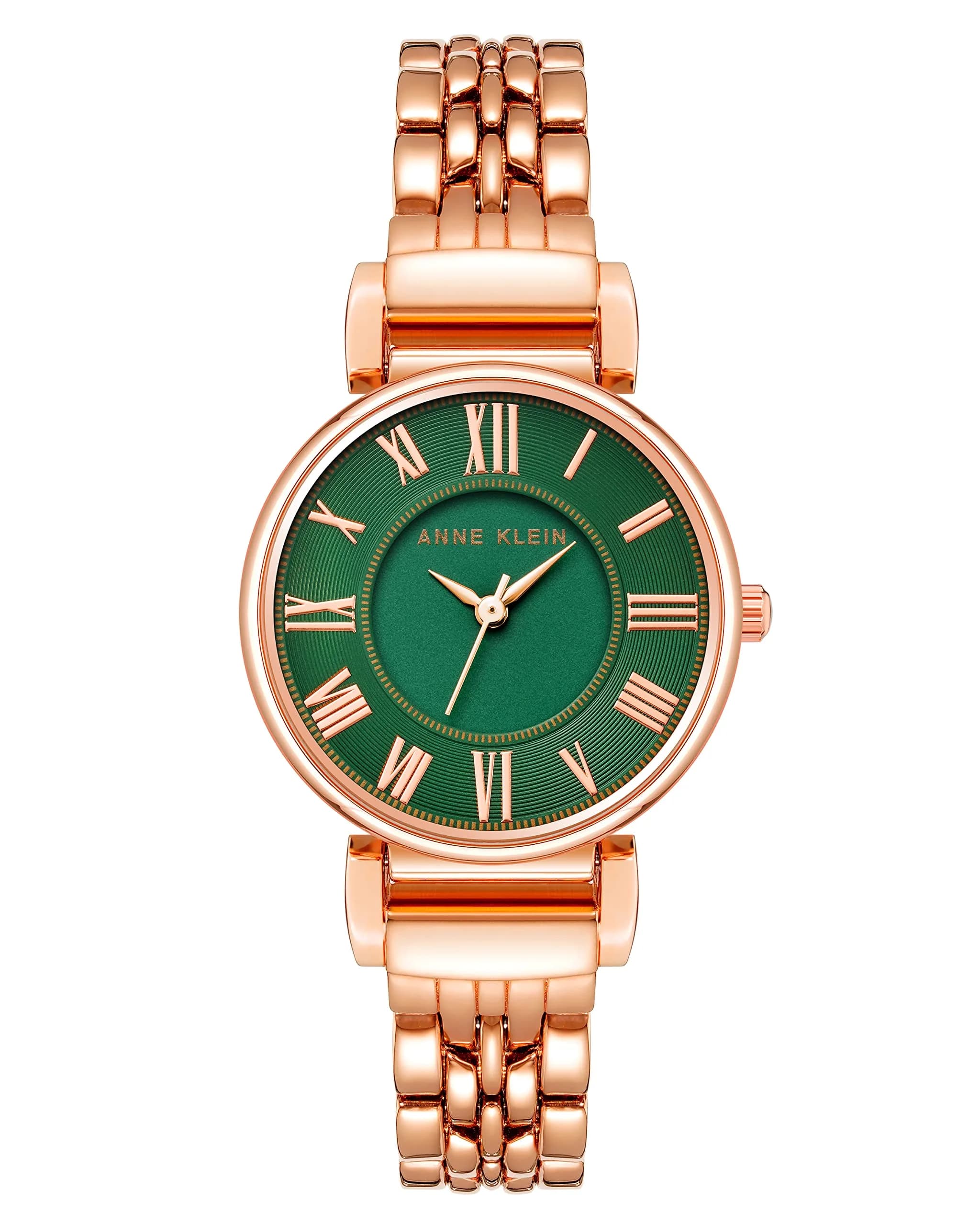 Anne Klein Women's Rose Gold-Tone & Green Crystal Bracelet Watch 30mm - main product image