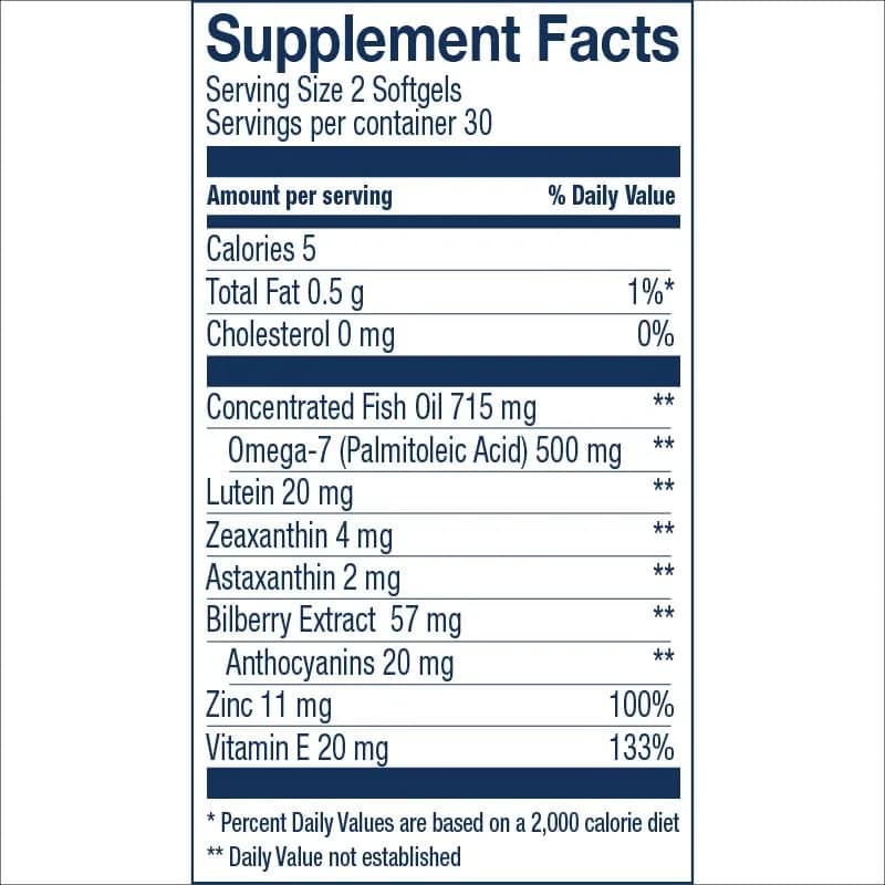 Wiley's Finest Wild Alaskan Fish Oil Bold Vision, 60 Softgels | Eye & Vision Support with Omega-7 & Lutein thumbnail 3