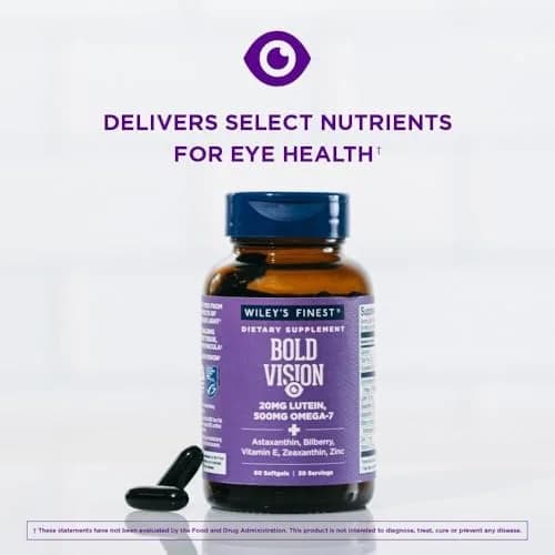 Wiley's Finest Wild Alaskan Fish Oil Bold Vision, 60 Softgels | Eye & Vision Support with Omega-7 & Lutein thumbnail 4